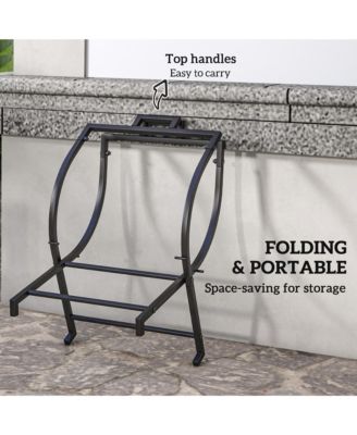 17&amp;#x22; Folding Firewood Rack with Carrier, Wood Storage Holder