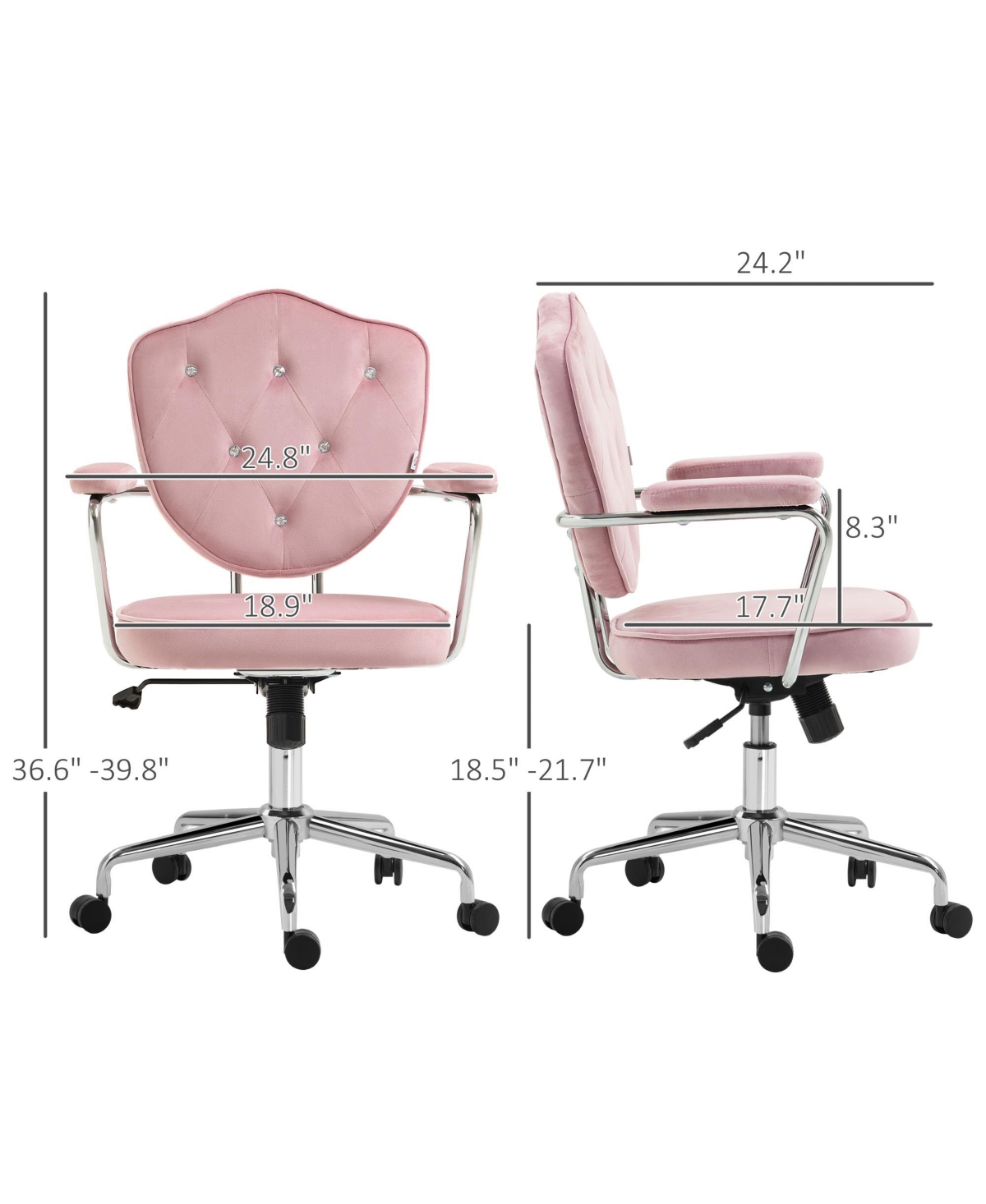 Homcom Cute Office Chair, Teddy Bear Fleece Vanity Chair,- Pink