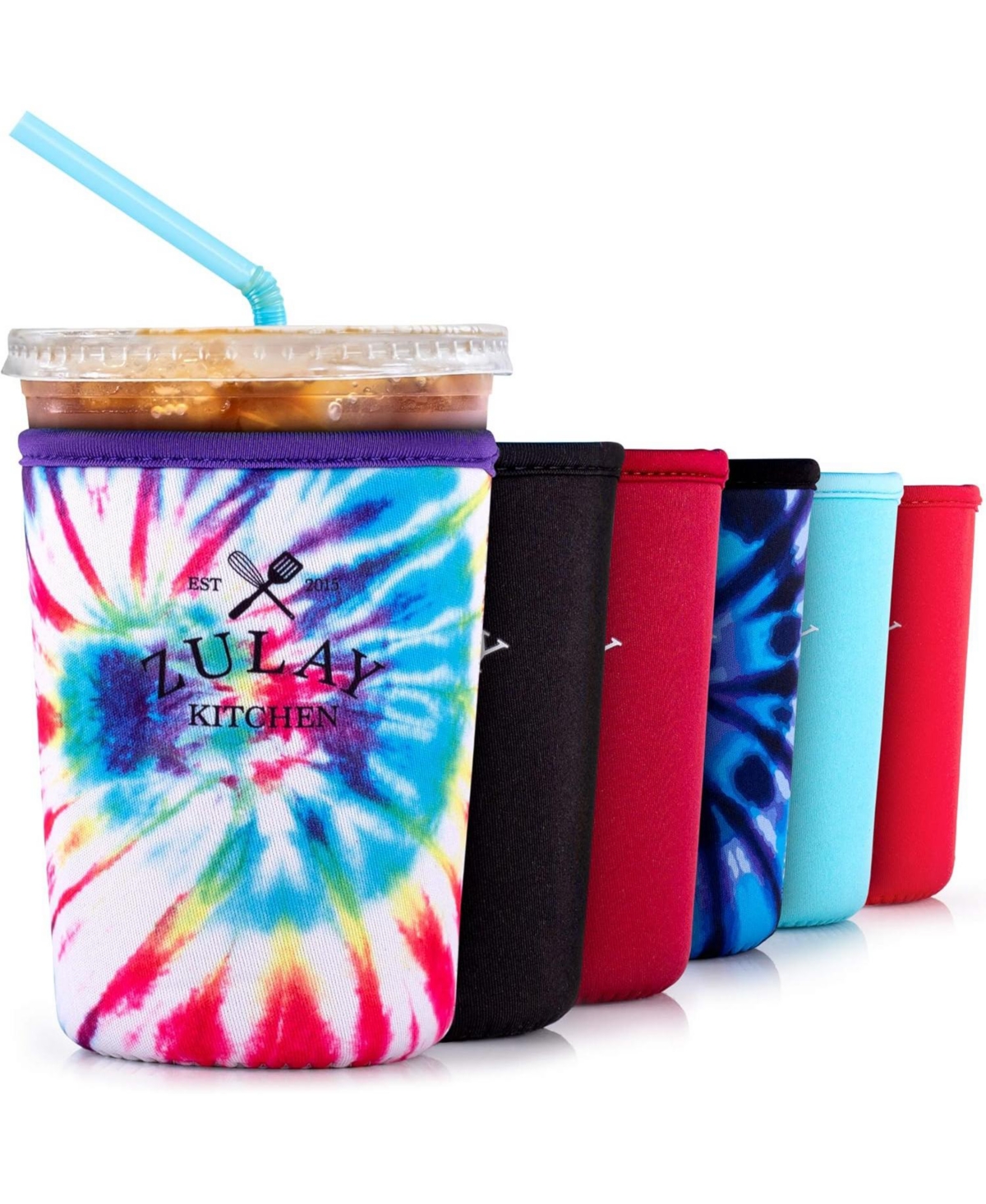 Zulay Kitchen Reusable Iced Coffee Sleeve - Sized Neoprene Insulator Coffee Sleeves - Assorted pre-pack