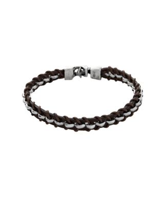Sterling Silver Leather Hinge Clasp Bracelet