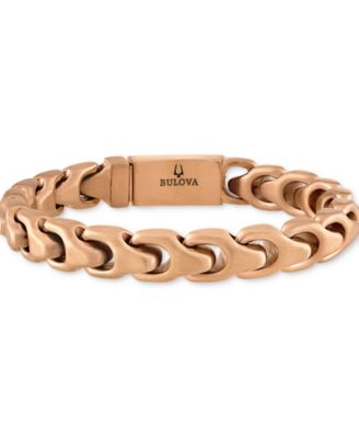 Men's Rose Gold-Tone Stainless Steel Link Bracelet