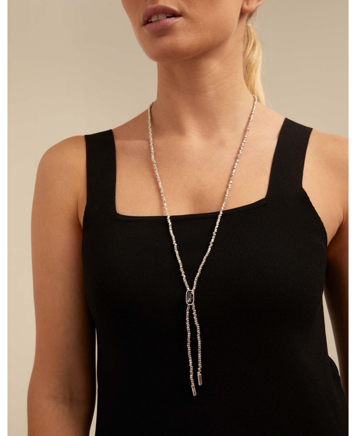 Unode50 Sterling Silver And Gray Crystal Necklace In Metallic