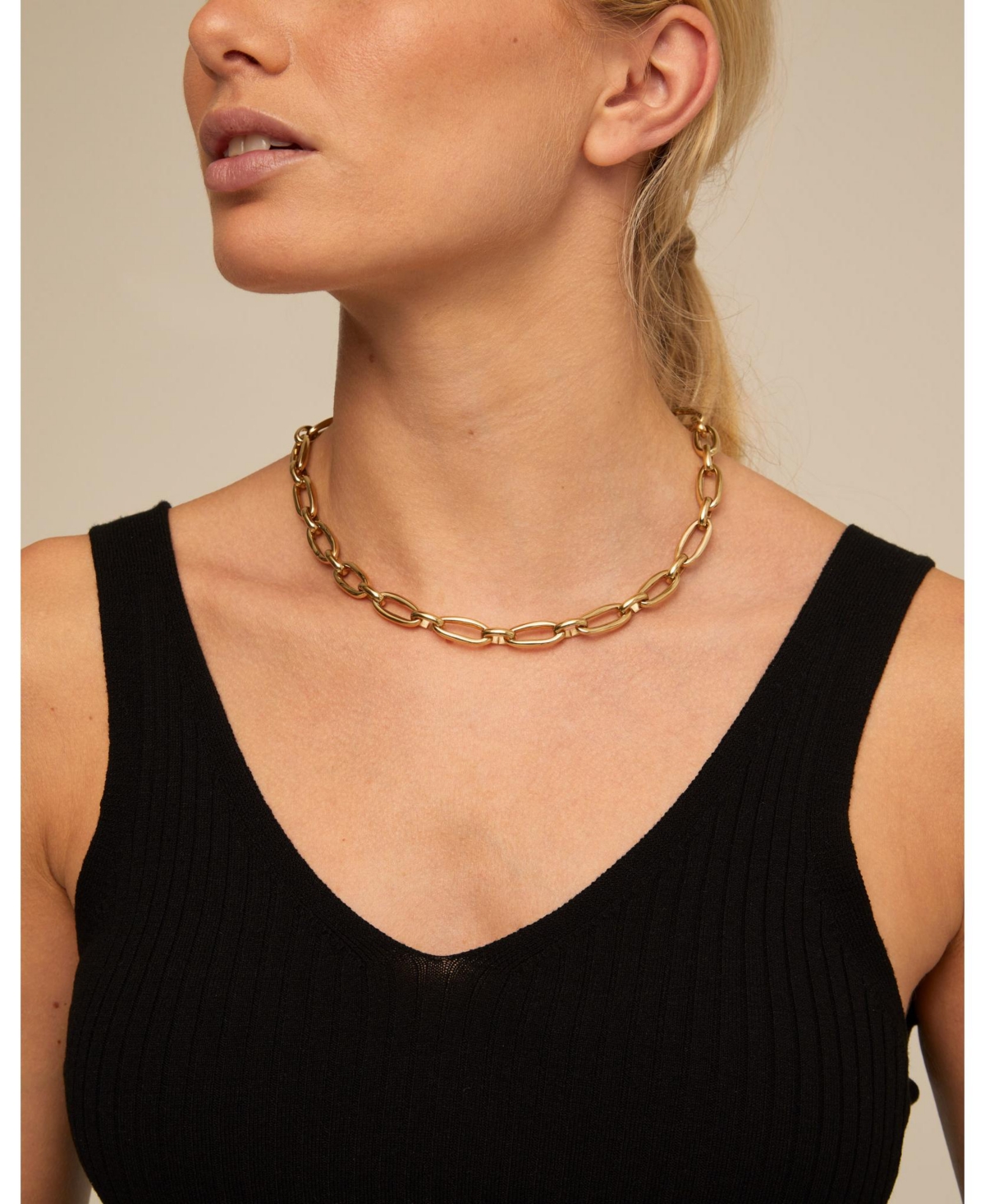 Unode50 Metal Alloy Medium Oval Links Necklace In Gold