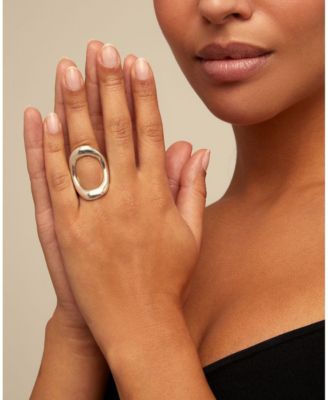 Large Central Oval Metal Alloy Ring