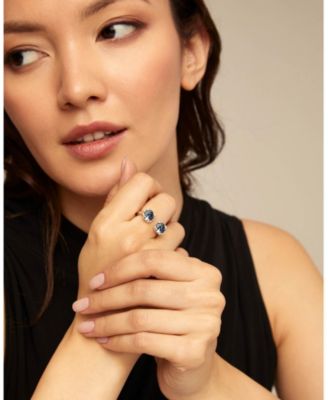 Two Faceted Crystals Facing Each Other Metal Alloy Ring