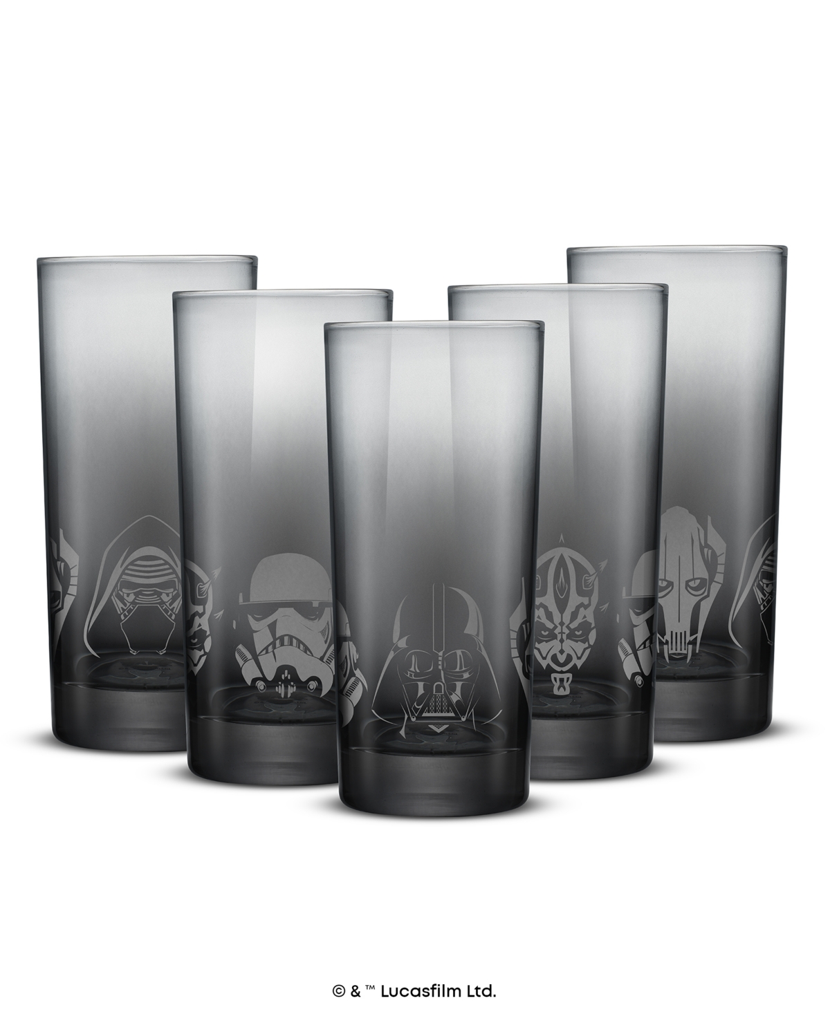 JOYJOLT STAR WARS DARK SIDE TALL DRINKING GLASSES, SET OF 4 