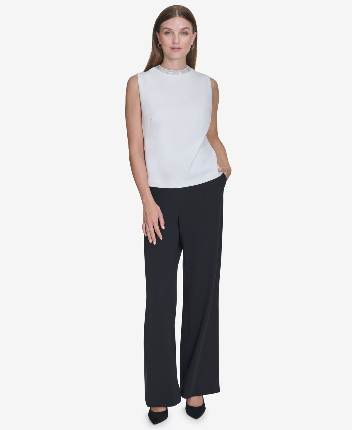 Halston Women's Embellished High-Neck Tank Top