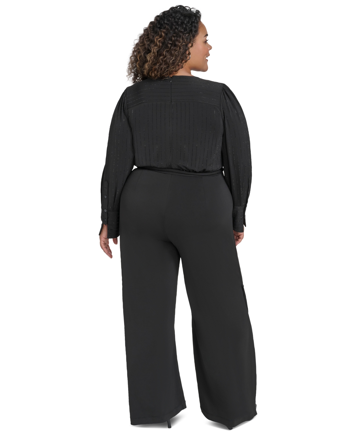 Dkny Plus Size Surplice-Neck Tie-Waist Jumpsuit