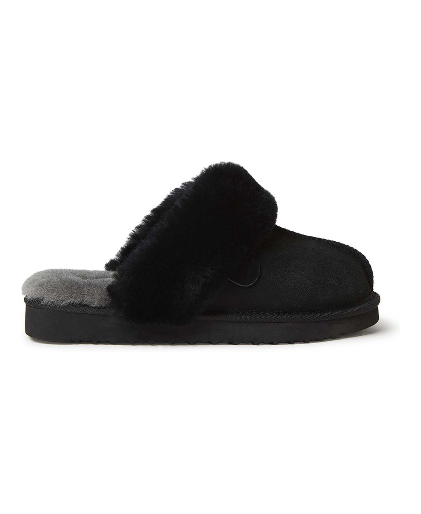 Женские тапочки Fireside by Dearfoams Sydney Genuine Shearling Scuff Slipper, цвет: Чёрный — фото 4