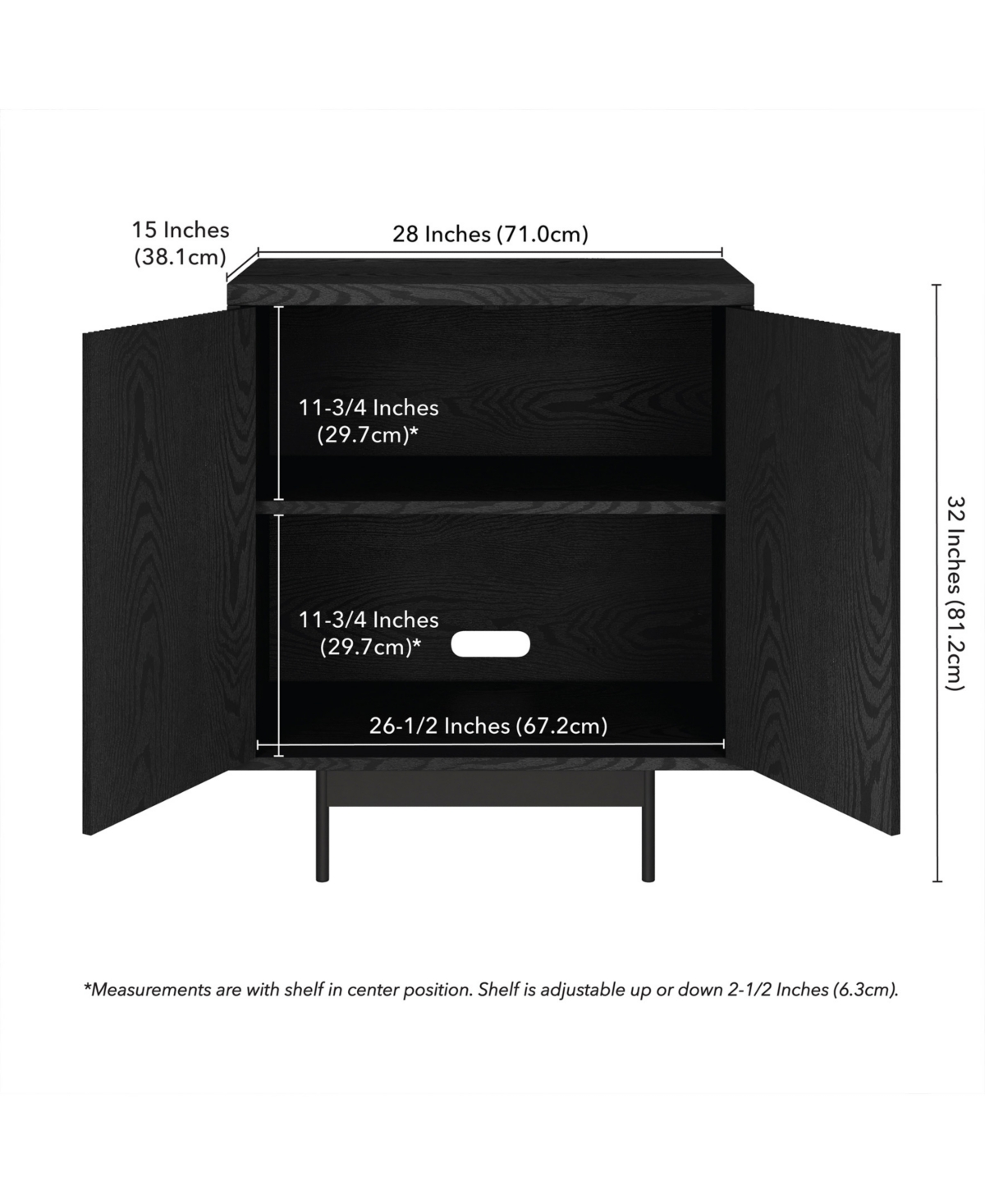 Hudson & Canal 28" Whitman Wide Rectangular Accent Cabinet In Black Grain
