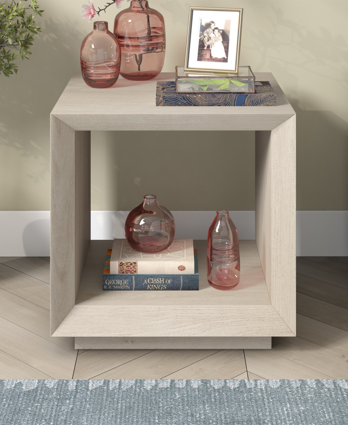 Hudson & Canal 22" Tannen Wide Rectangular Side Table In Alder White