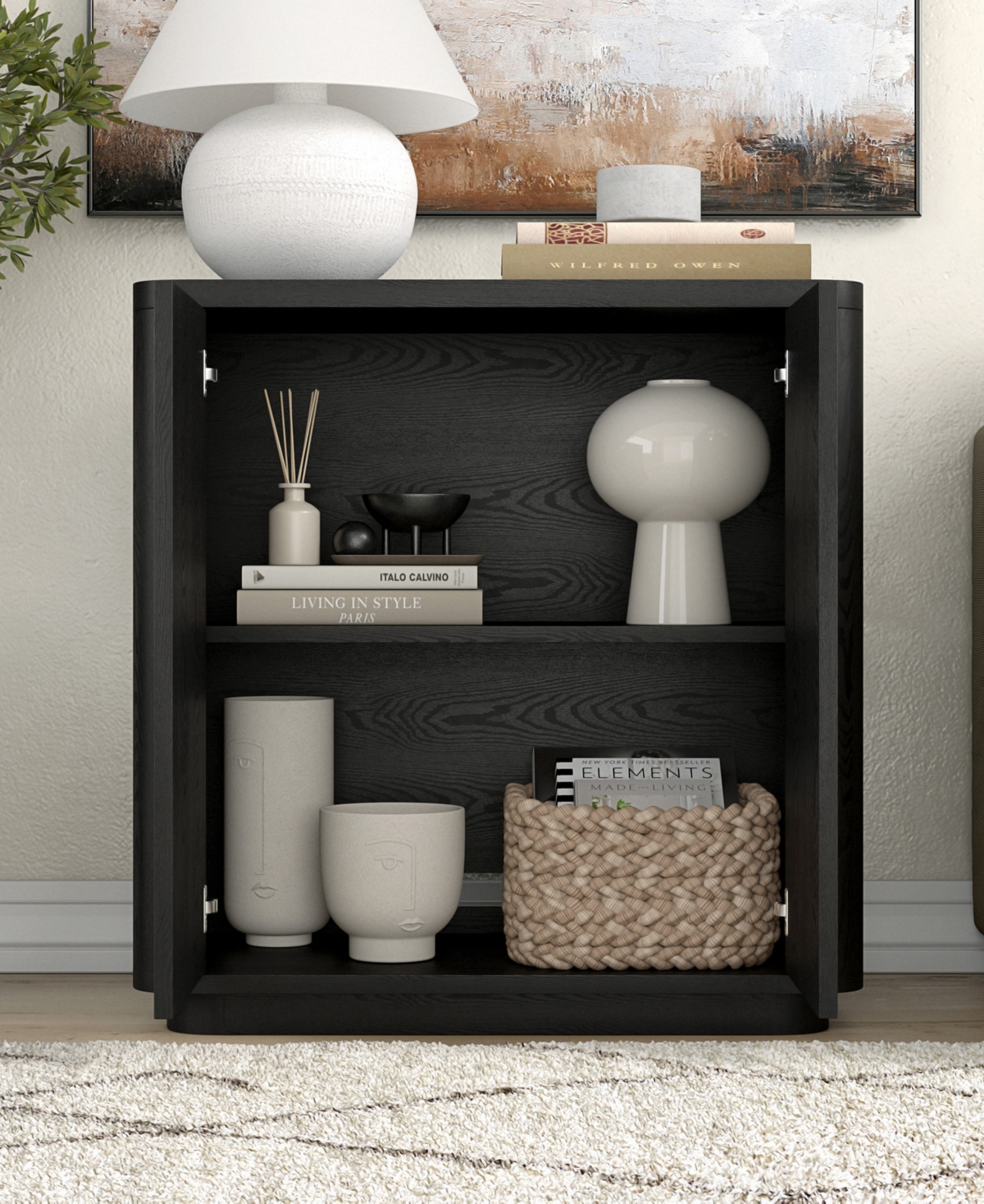 Hudson & Canal 32" Plympton Wide Rectangular Accent Cabinet In Black