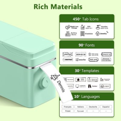 POLONO P31S Label Maker: Portable Bluetooth Thermal Printer w/ Tape, Templates – For Home, Office, Storage & Stickers – Blue.