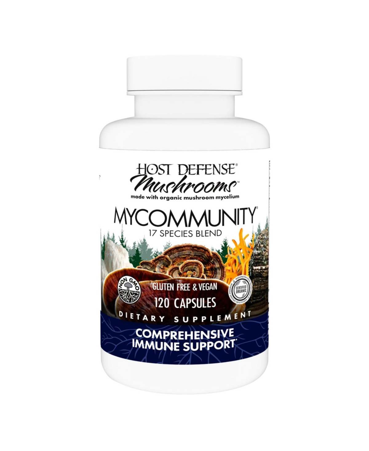 MyCommunity Capsules - 17 Species Blend Mushroom Supplement for Immune Support - Herbal Aid with Lion's Mane, Reishi. Chaga, Cordyceps, T