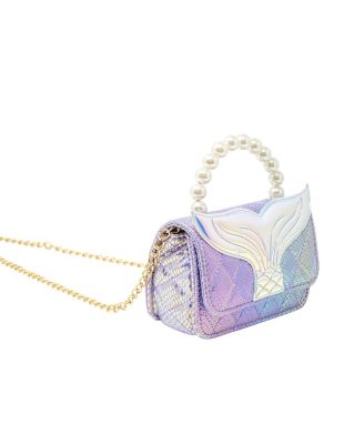 Girls Mermaid Tail Pearl Handle Bag, Purple