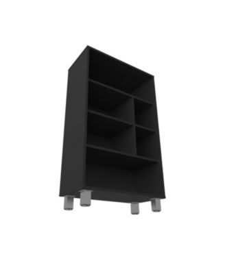Charco Bookcase in Melamine with Six Shelves, Black