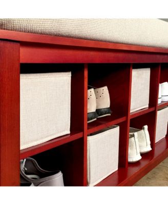 Solid Wood 10 Bin Shoe Storage Bench