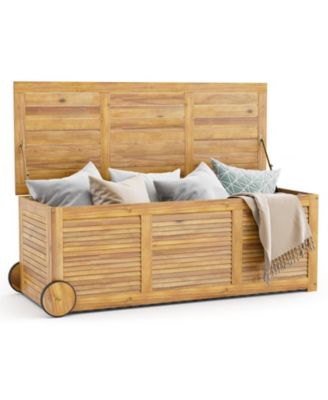 Rolling Patio Deck Box with 2 Wheels and Side Handle for Outdoor