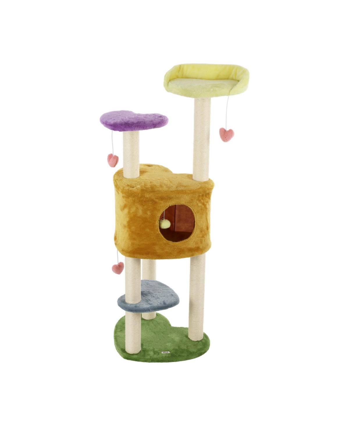 Aisling 51&#x22; 4-Tier Modern Sisal Heart Cat Tree with Scratching Posts, Napping Perch, and Dangling Toys, Multi - Multi