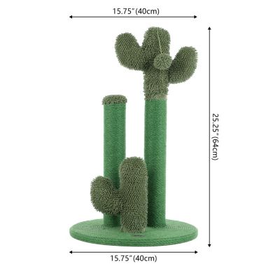Marfa Modern Jute Triple-Cactus Cat Scratching Post with Fuzzy Toy
