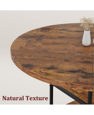 1Pc MDF 47-Inch Round, 1.59-Inch Thick Top with Storage Shelves & Roman Metal Legs Dining Table