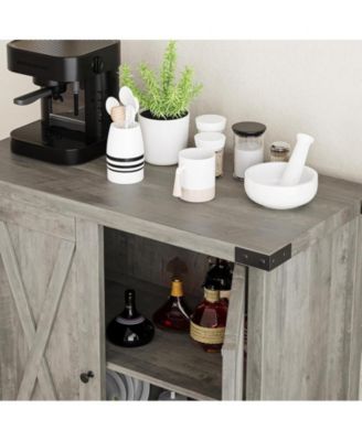 Buffet Cabinet Farmhouse Storage Cabinet with Doors and Shelves, Buffets and Sideboards Entryway Cabinet with Storage Accent Console Cabinet for Living Room, Dining Room (Gray)