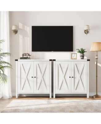 Buffet Cabinet Farmhouse Storage Cabinet with Doors and Shelves, Buffets and Sideboards Entryway Cabinet with Storage Accent Console Cabinet for Living Room, Dining Room (White)