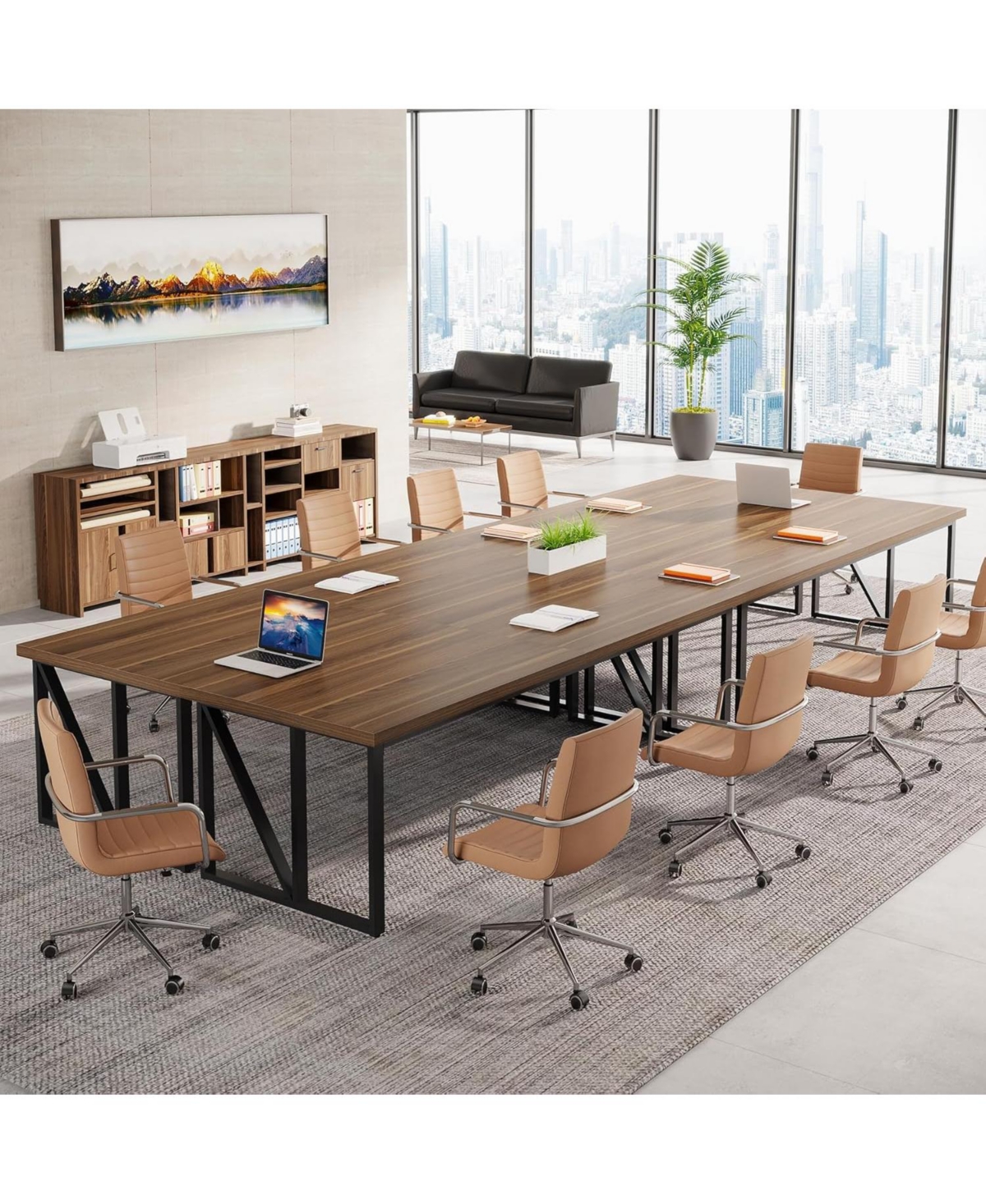 Tribesigns 6.5FT Conference Room Table for 6-8 People, Wood Long Training Table with Heavy-Duty Frame, Business Table for Office