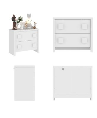 White Storage Dresser Organizer Nightstand With 2 Drawers