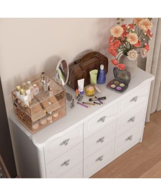 9-Drawer White Wood Dresser Storage Dresser