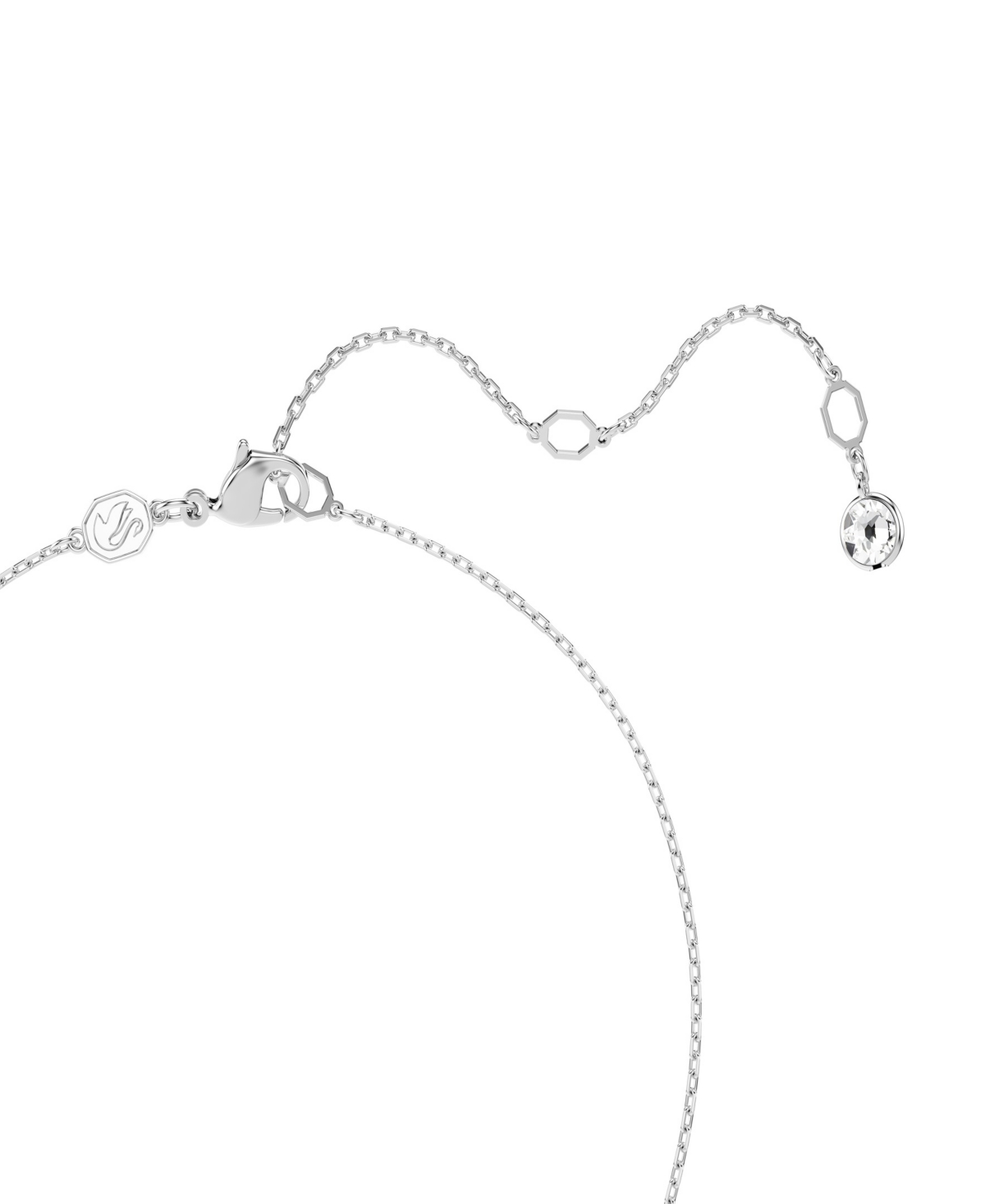 Swarovski Round Cut, Sphere And Cube, White, Rhodium Plated Dextera Pendant Necklace In Silver