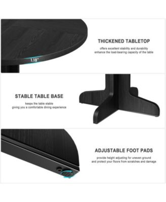 Round Dining Table for 4-6 People, 47 Inch Farmhouse Kitchen Table with Wooden Tabletop and Stable Base, Circle Dinning Room Table