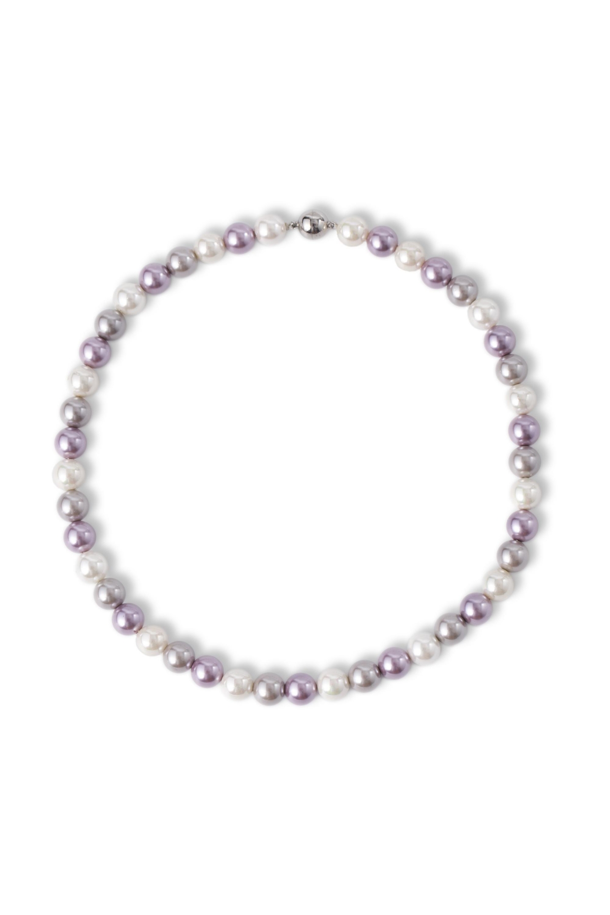 Lydia Purple Shell Pearl Strand Choker Necklace - Purple