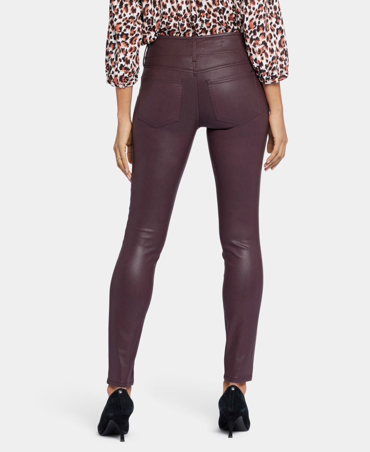 Nydj Ami Coated High Waist Skinny Jeans In Dark Cherry Coated