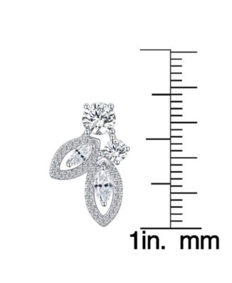 Cubic Zirconia Leaf Dangle Drop Earrings