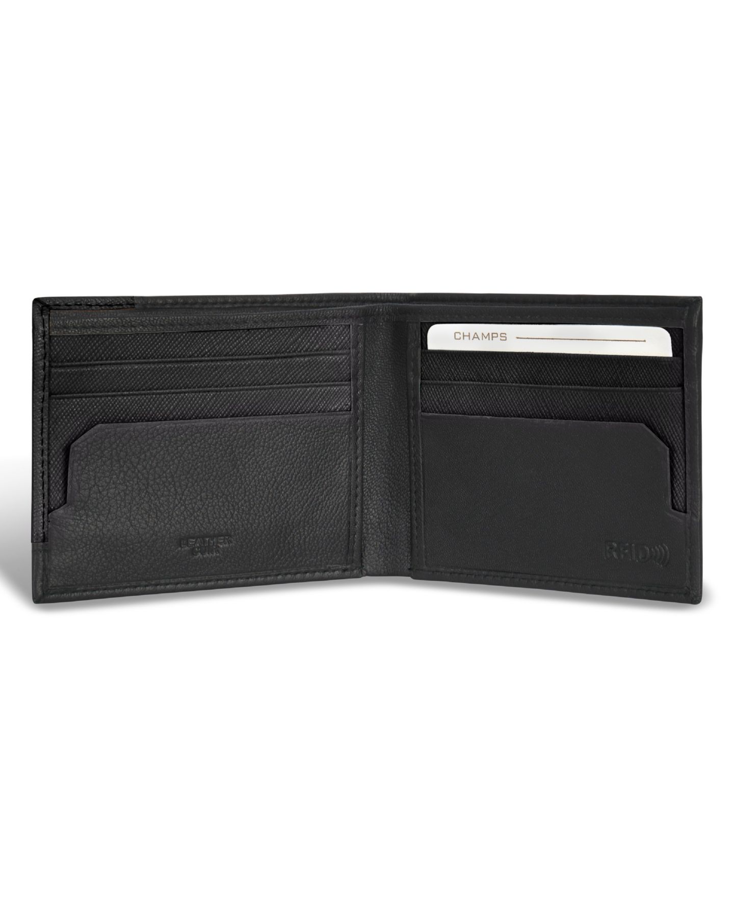 Мужской кошелёк CHAMPS Iconic Collection Leather Bi-Fold Wallet, цвет: Чёрный — фото 3