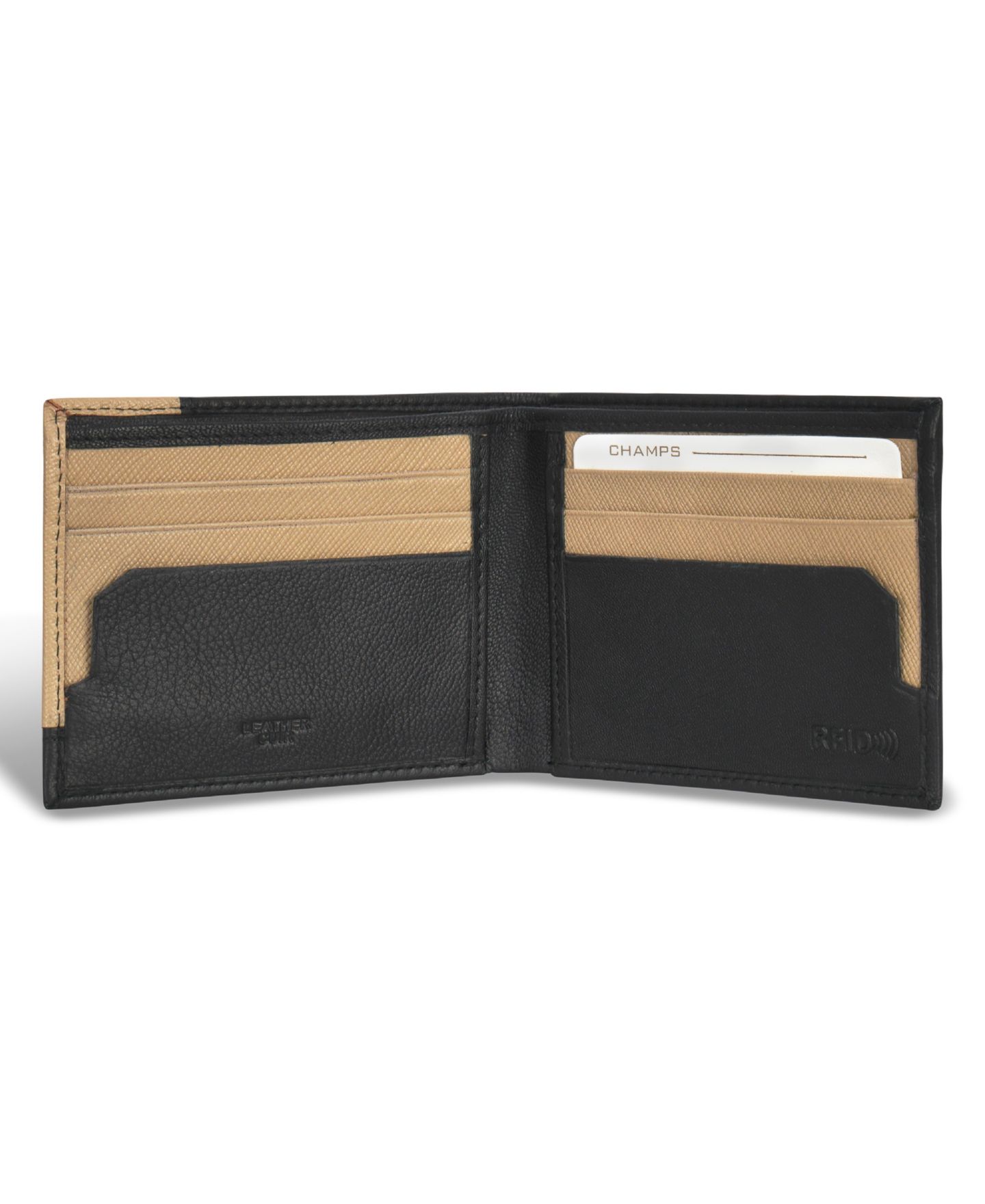Мужской кошелёк CHAMPS Iconic Collection Leather Bi-Fold Wallet, цвет: Чёрный — фото 7