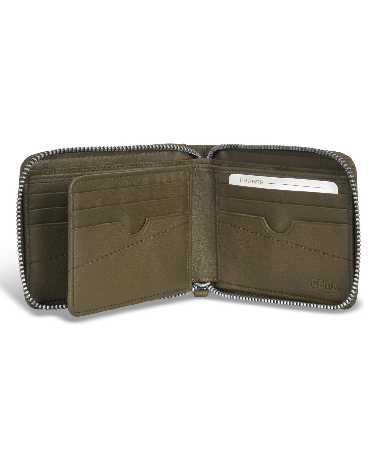 Shop Champs Men's Camo Collection Leather Zip Around Wallet In Green