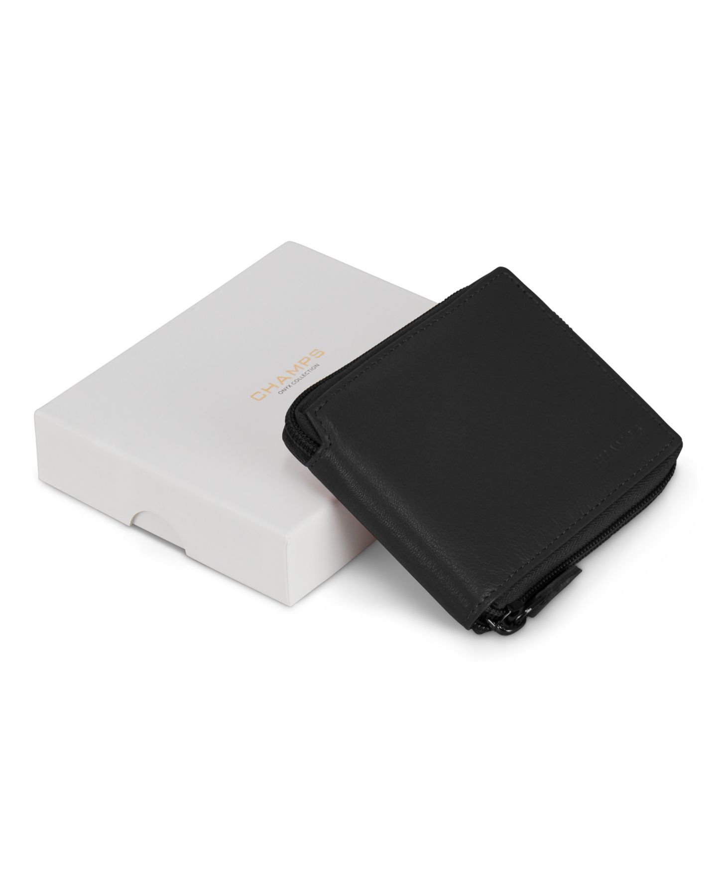 Мужской кошелёк CHAMPS Onyx Collection Leather Zip Around Wallet, цвет: Чёрный — фото 5