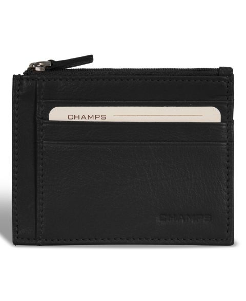 Мужской кошелёк CHAMPS Onyx Collection Leather Zip Card Case, цвет: Чёрный