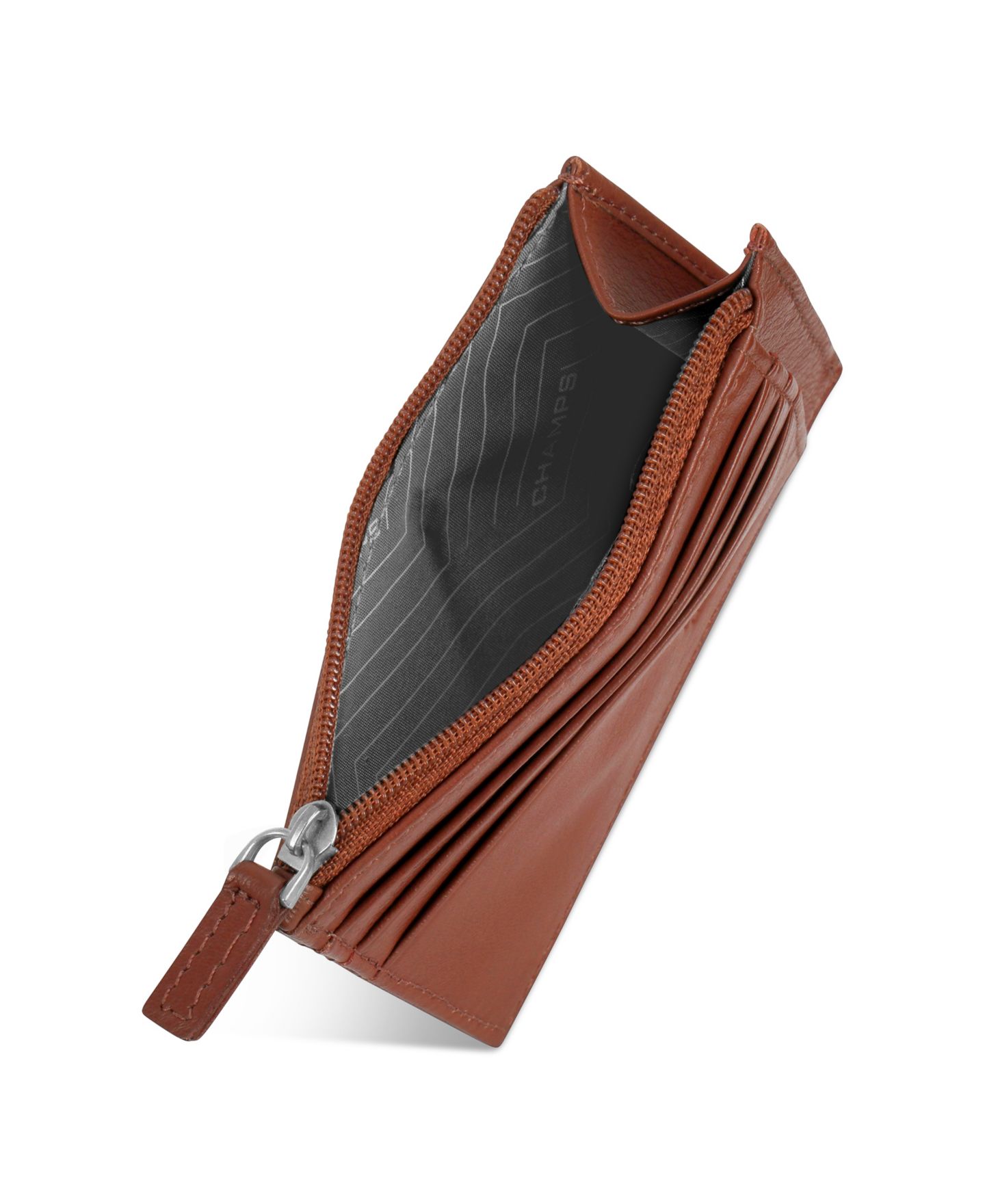 Мужской кошелёк CHAMPS Onyx Collection Leather Zip Card Case, цвет: Чёрный — фото 7