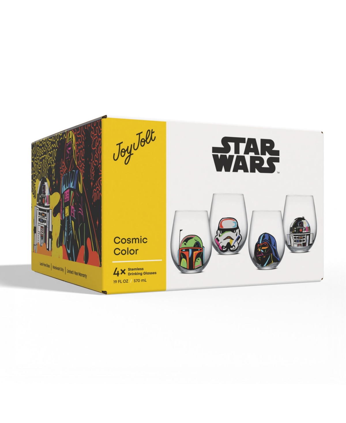 JOYJOLT STAR WARS STEMLESS WINE GLASSES, SET OF 4 