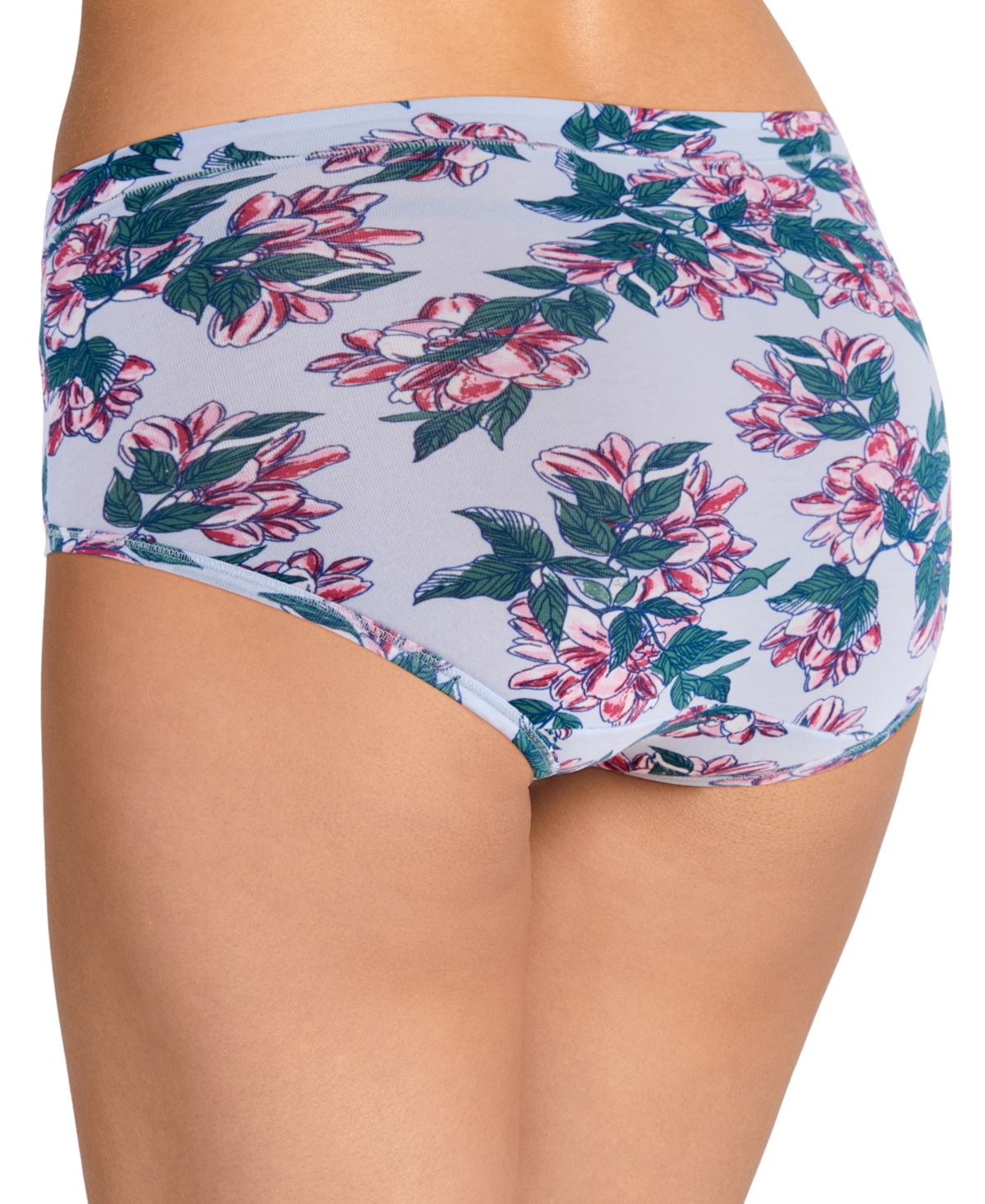 Jockey Cotton Stretch Brief 1556, Available In Extended Sizes In Soft Botanical Dreamy Blue