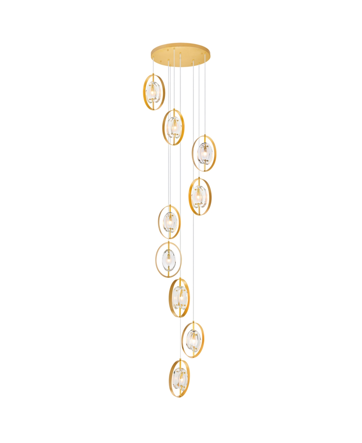 Shop Cwi Lighting 98" Metal Iris 9 Light Pendant In Sun Gold