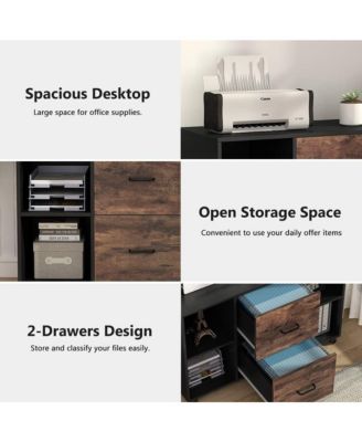 Large Mobile Lateral Filing Cabinet, 2 Drawer File Cabinet with Storage Shelves and Rolling Wheels