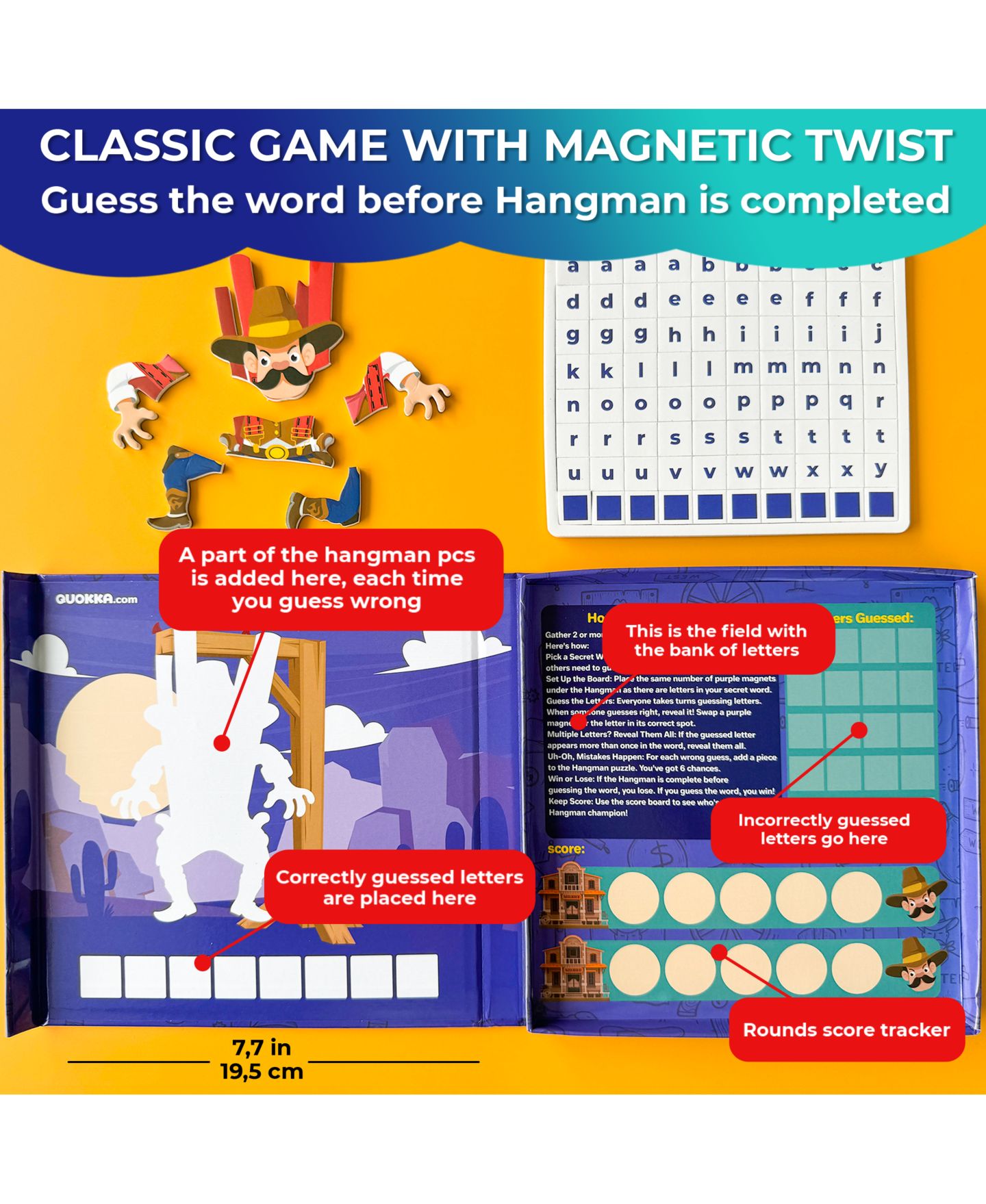 Детские настольные игры Quokka Magnetic Memory Matching Travel Board Game, 30 Pieces, Ages 3+, цвет: Hangman — фото 5