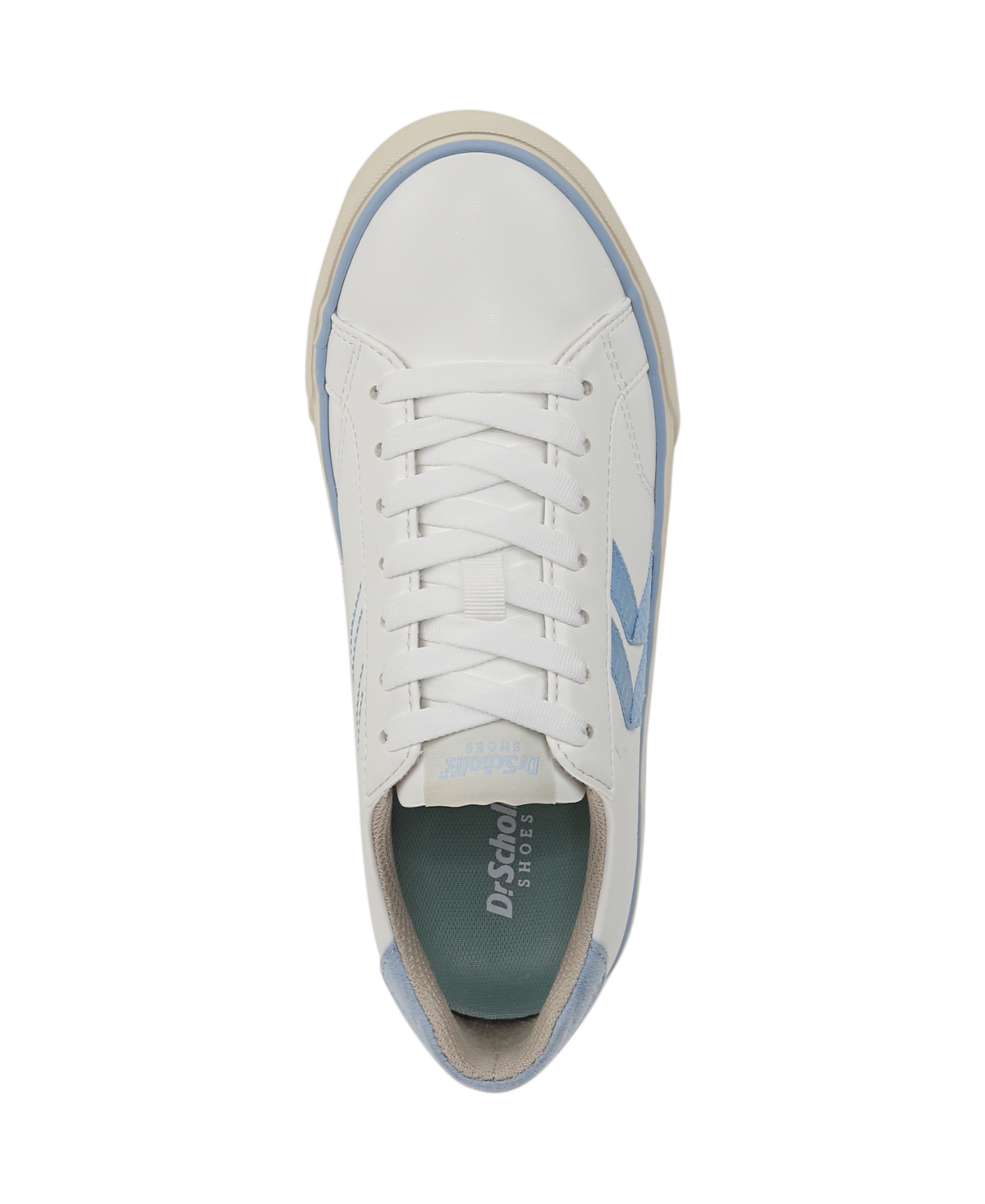 Shop Dr. Scholl's Women's Offline Lace Up Sneakers In White Blue Faux Leather