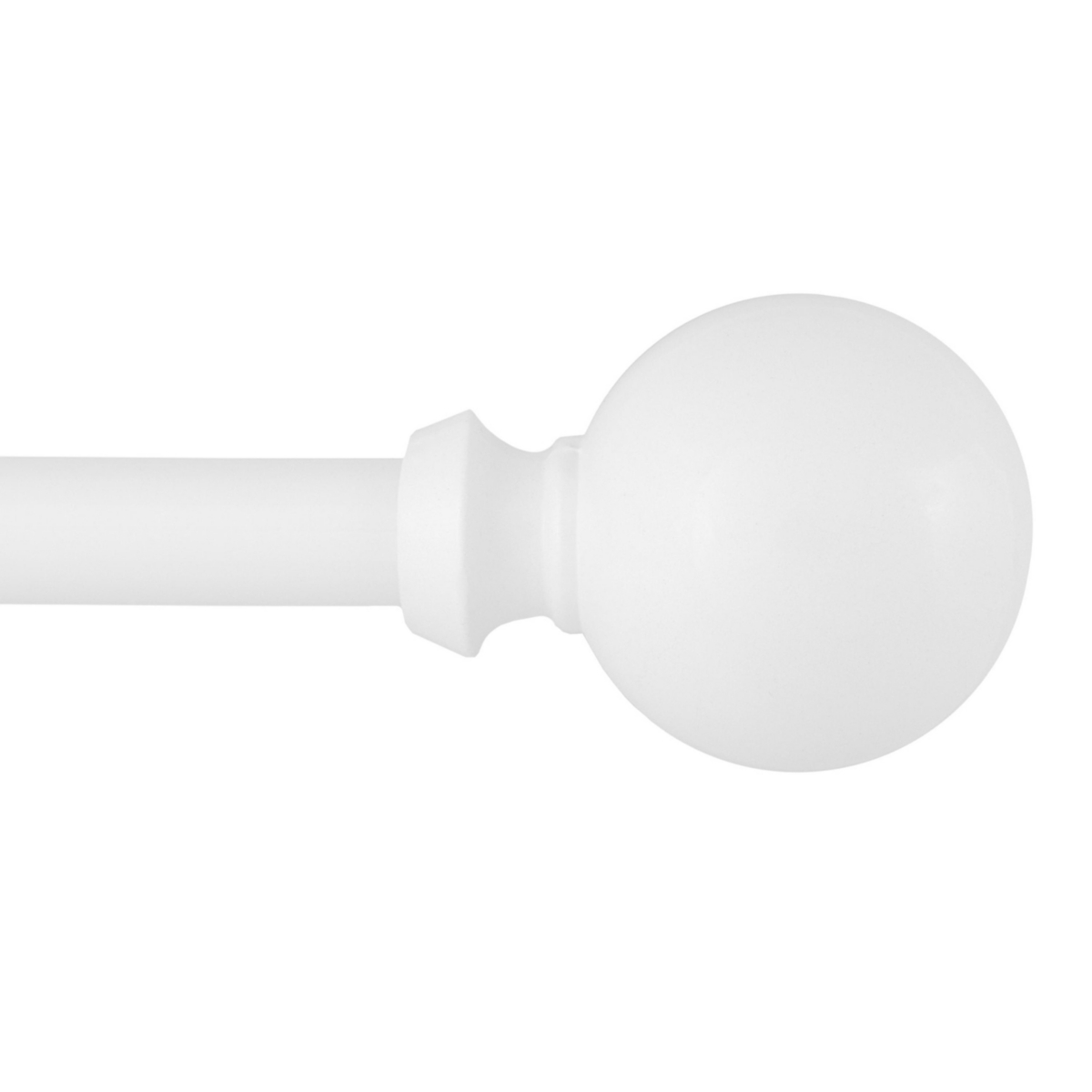 Newbury 5/8 Inch Decorative Curtain Rod with Ball Finials for Elegant Window Treatments - White