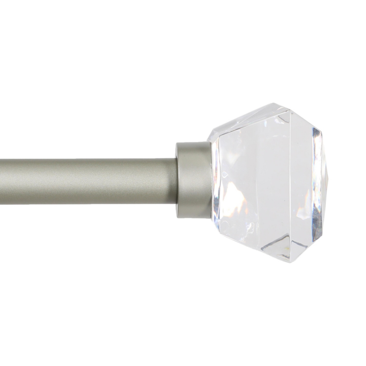 Clarissa 1-Inch Premium Decorative Curtain Rod in Brushed Nickel with Diamond Finials - Brushed nickel
