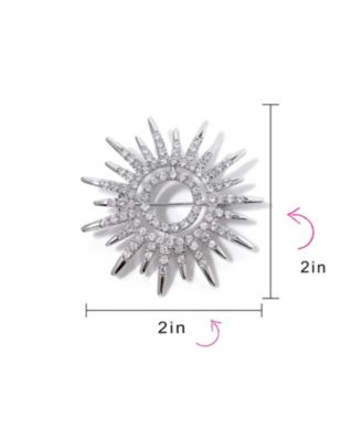 Summer Flaming Sunshine Micro Pave CZ Starburst Celestial Sunburst Sun Pin Brooch Brass